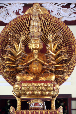 Linh Ung buddhist pagoda. Thousand-armed Avalokitesvara, the Bodhisattva of Compassion. Statue. Danang. Vietnam