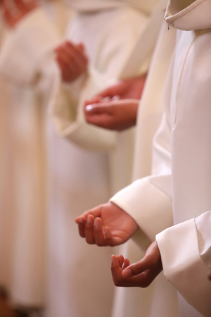 First Communion ceremony, Mass, Paris, France