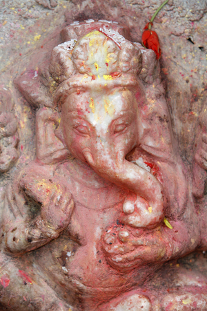 Tantric Ganesh with trunk turned to the right, Kirtipur, Nepal