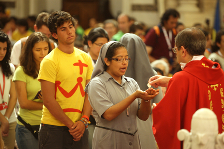 Holy communion at World Youth Day Madrid Spain