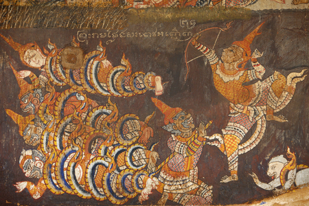 Wat Bo, Siem Reap Mural painting of the Ramayana, Siem Reap, Cambodia