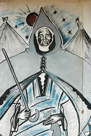 Wall painting depicting a muslim spiritual leader, Dakar, Senegal