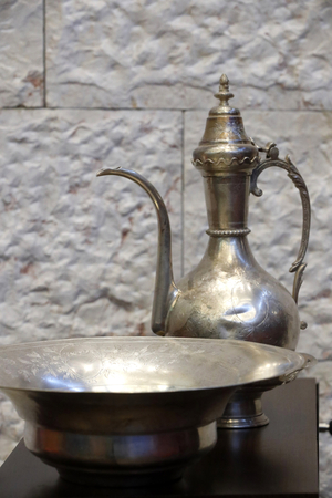Jewish ritual of hand washing. Washing cups. Switzerland