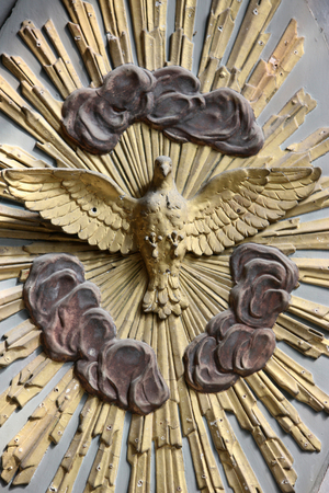 Holy ghost dove sculpture in Holy Trinity abbey Caudebec France