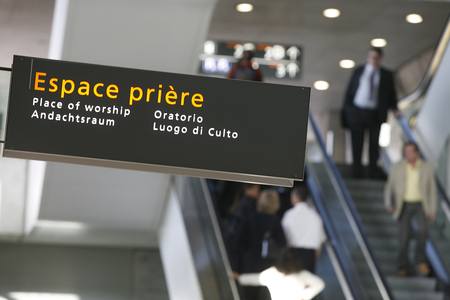 Airport prayer hall sign, Paris, France