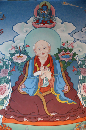 Temple of the Thousand Buddhas Dashang Kagyu Ling congregation Painting Monk praying, La Boulaye, France