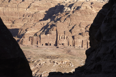 Petra archaeological site : Djebel Al-Khubtha Nabatean tombs , Petra, Jordanie