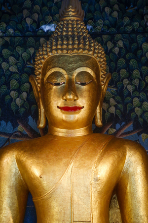 Detail of a Buddha statue in Wat U Mong, Chiang Mai. Thailand