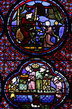 Stained glass of Lazarus and the Rich Man - Stained-glass window - Bourges cathedral - 13th century, Bourges, France