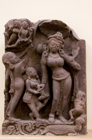 National museum of India, Delhi. Yamuna (river goddess). 8th century A.D. Madhya Pradesh. Stone. India.