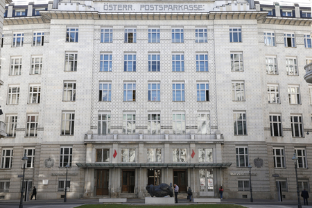 The Austrian Postal Savings Bank building (German language: Oesterreichische Postsparkasse) is a famous modernist building in Vienna, designed and built by the architect Otto Wagner, Vienna, Austria
