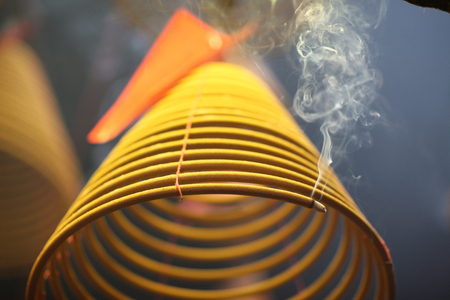 Pau Kong Temple. Incense coils. Macau China