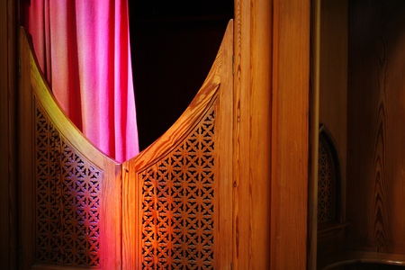 Confession box in Buen Pastor cathedral, San Sebastian, Saint Sebastien, Espagne