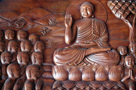 Linh Ung buddhist pagoda. Shakyamuni Buddha teaching under a tree, Danang. Vietnam