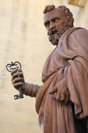 Saint Peter's statue outside Sevilla cathedral Seville Espagne