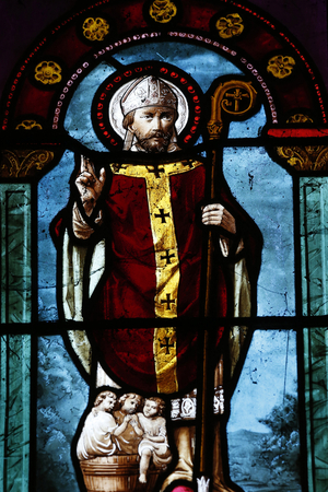 Stained glass window. Saint Nicolas, Toucy, France