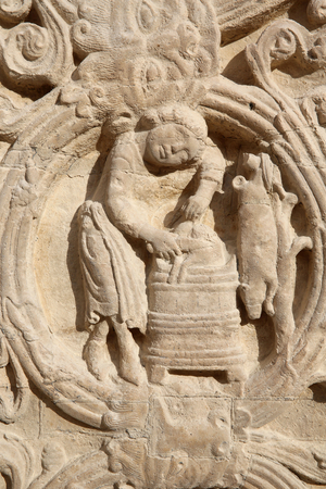 Saint Denis basilica. Central portal. Agricultural calendar, 20150919, Saint-Denis, France
