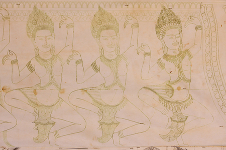 Apsara drawing, Siem Reap, Cambodia