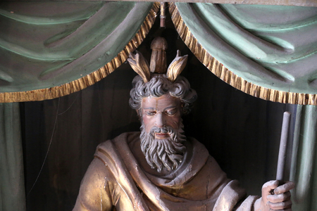 Restoration of Saint Gervais baroque church. Moses. France
