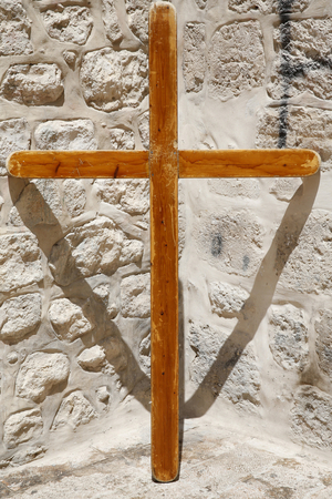 Cross on a wall, , Jerusalem, Israel
