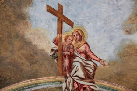 Loreto church fresco : Mary, Jesus and the cross Prague Czech Republic