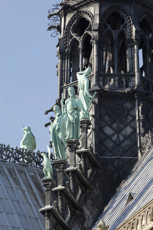 Notre Dame Cathedral spire statues Paris France
