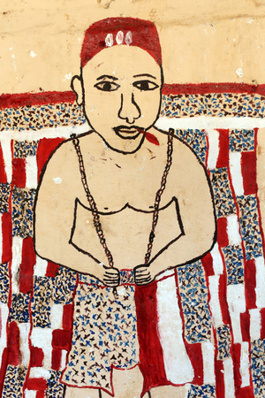 Voodoo wall painting on a convent. Togoville, Togo