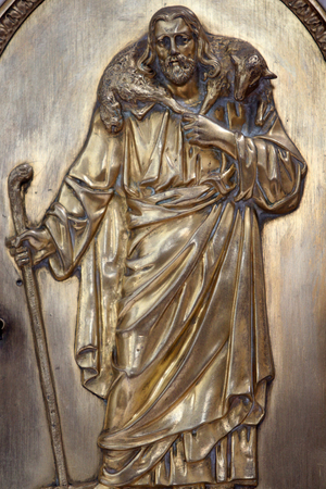 Depiction of the Lamb of God on a tabernacle, Saint-Fargeau, France