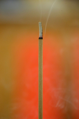 Geneva, Geneva, Switzerland, le 19/7/2015 - Fo Guang Shan temple. Burning incense stick.