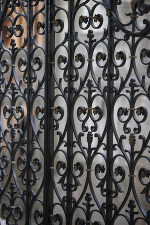 Wrought iron gate in Holy Trinity abbey Fecamp France