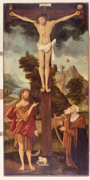 Christ on the Cross with John the Baptist and King David, 1508 (oil on panel)