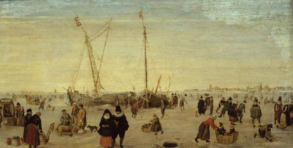 A scene on the ice, 1610-20 (oil on panel)
