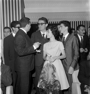 PADOVA: PREMIERE OF THE MOVIE “” IL POSTO”” (Employment), THE DIRECTOR ERMANNO OLMI WITH THE ACTORS ALESSANDRO PANZERI AND LOREDANA DETTO - 1961