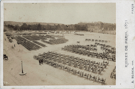Commune of Paris (1871): rows of cannons confiscated from the Communards, Versailles. Photography 1871. Dim.16,5x10,8 cm