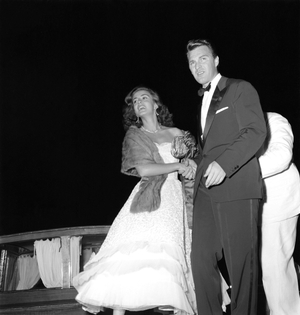 THE ACTRESS ANNA MARIA FERRERO WITH THE ACTOR FRANCO FABRIZI AT THE XIV INTERNATIONAL FILM FESTIVAL IN VENICE LIDO - 1953