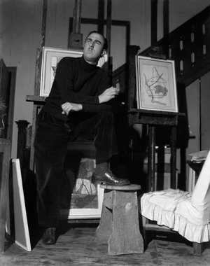 THE PAINTER GIUSEPPE SANTOMASO AT HOME IN VENICE - 1954