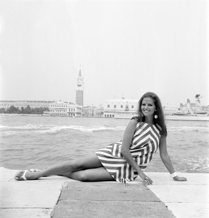 THE ACTRESS CLAUDIA CARDINALE IN VENICE (striped dress) - 1967