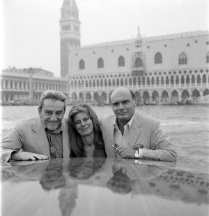 THE ACTRESS MAGALI NOEL WITH THE DIRECTOR LUCHINO VISCONTI AND THE DIRECTOR FRANCESCO ROSI - 1969 -
