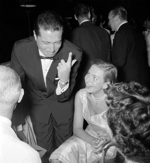 THE COUNT RUDY CRESPI WITH GAIA PALLAVICINI AT VENICE LIDO - 1955
