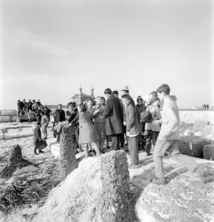 WORK IN PROGRESS AT THE PELLESTRINA “” MURAZZI” AFTER THE GREAT HIGH TIDE (VENICE) - 1967