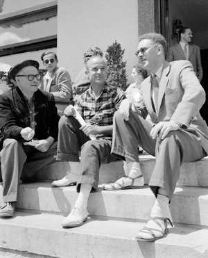 THE PAINTER ANTONIO CORPORA WITH THE CRITICAL AND HISTORICAL ART ANDRE CHASTEL AND MARCEL ARLAND - CORTINA D'AMPEZZO - 1951 -