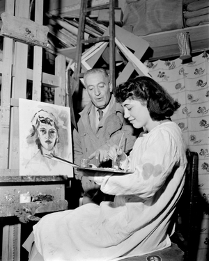 THE PAINTER AND WRITER LUIGI BARTOLINI IN ROME - 1950