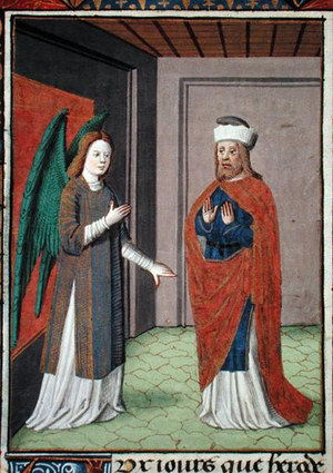 Ms Hunter 368 f.17v Angel, c.1460 (vellum)