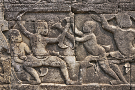 Bayon temple, bas relief, Angkor site, Cambodia (photo)