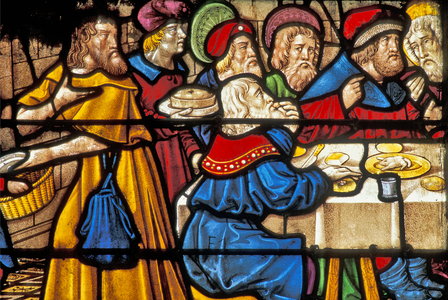 France - Aube - department 10 - city of Troyes - Detail of the stained glass windows of the church of the Madeleine