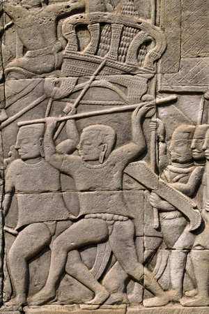 Bayon temple, bas relief, Angkor site, Cambodia (photo)