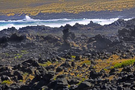 Canary Islands, island of Lanzarote, lava flow to the sea (photo)