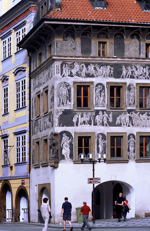 Czech Republic, Prague, House "A la Minute" decorated with allegories, 16th century, Old Town Square (photo)