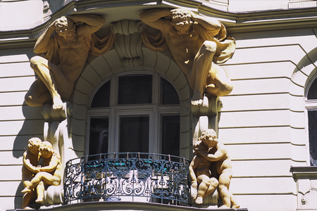 Czech Republic, Prague, Detal architecture, Atlantes and cherubs (photo)