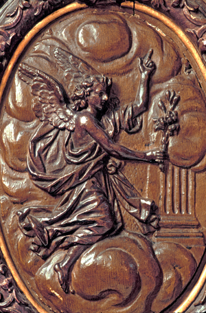 Loire Atlantique N* 032 - Guerande - Collegiale St-Aubin - Carved wood detail